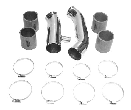 BASTUCK Tuning-Parts: FORD Focus RS | Rohrkit für Turbolader-Ladeluftkühler mit blauen Silicon-Schläuchen und Edelstahl-Rohrbriden, mit Popoff-Ventil Anschluss
