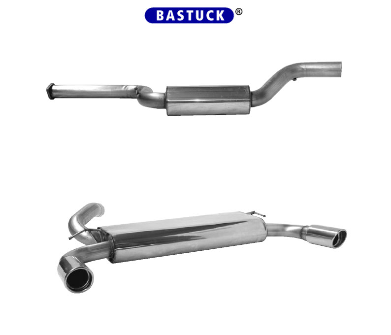 BASTUCK Sportauspuff / Duplex-Anlage 70mm ab Kat. für: VOLVO V50  T5 - 162 kW |  Endrohre: 2x 90 rund eingerollt mit Einsatz