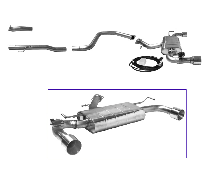 BASTUCK Klappen-Auspuff / Duplex-Anlage 70mm ab Kat. für: HYUNDAI i30 N + Performance - PDE / 2.0T - 184,202 kW | Endrohre: 2x 100 rund 'Race'  / mit GPS-gesteuerter Klappe (ist über 70 km/h offen). / orig. Stellmotor wird weiter verwendet.