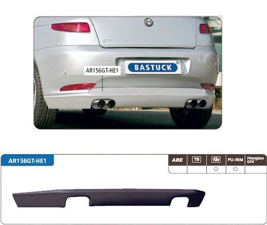 BASTUCK Bodystyling für: ALFA ROMEO GT Coupé | Heckschürzen-Einsatz für 4-Rohr ESD / PU lackierfähig