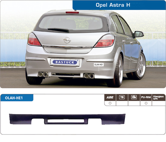BASTUCK Bodystyling für: OPEL Astra H  | Heckschürzen-Einsatz für 4-Rohr ESD / PU lackierfähig