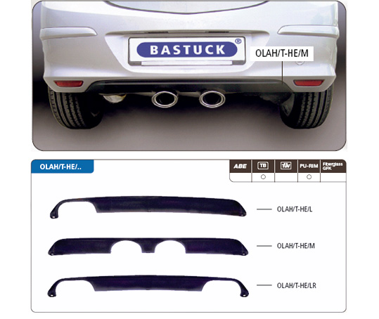 BASTUCK Bodystyling für: OPEL Astra H Turbo  | Heckschürzen-Einsatz für 2 Endrohre mittig / PU lackierfähig