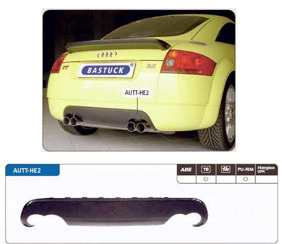 BASTUCK Bodystyling für: AUDI TT Quattro | Heckschürzeneinsatz für ESD 4x70 rund / PU lackierfähig