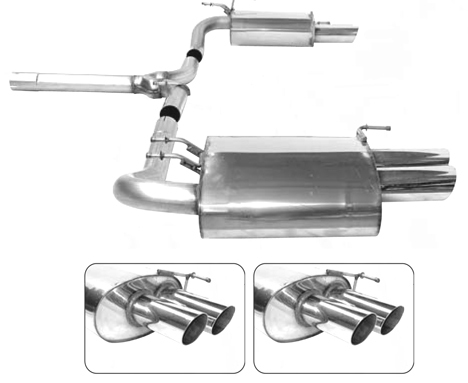 BASTUCK Sportauspuff / Duplex-ESD für: HONDA Accord  2.0i, 2.4i, 2.2 CTDi  /  CL9,CL7,CN1  |  Endrohre: 4x 76 rund angeschrägt / inkl. Y-Rohr