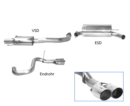 BASTUCK Sportauspuff / Anlage 63,5mm ab Kat. für: HYUNDAI i30 - FD / 1.4, 1.6, 2.0 / 66-105 kW | Endrohre: 2x 76 rund