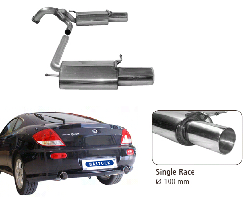 BASTUCK Sportauspuff / Duplex-ESD für: HYUNDAI Coupé  1.6i, 2.0i 16V, V6 2.7i  /  GK |  Endrohre:  2x 100 rund Race