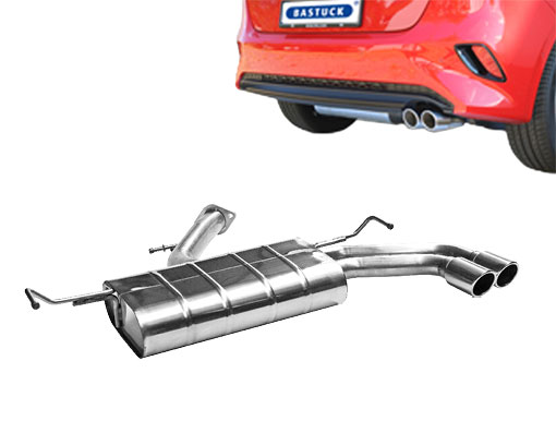 BASTUCK Sportauspuff / ESD für: KIA Ceed - CD, Schrägheck  /  1.0T, 1.4T - 88,103  kW | Endrohre: 2x 76 rund, eingerollt