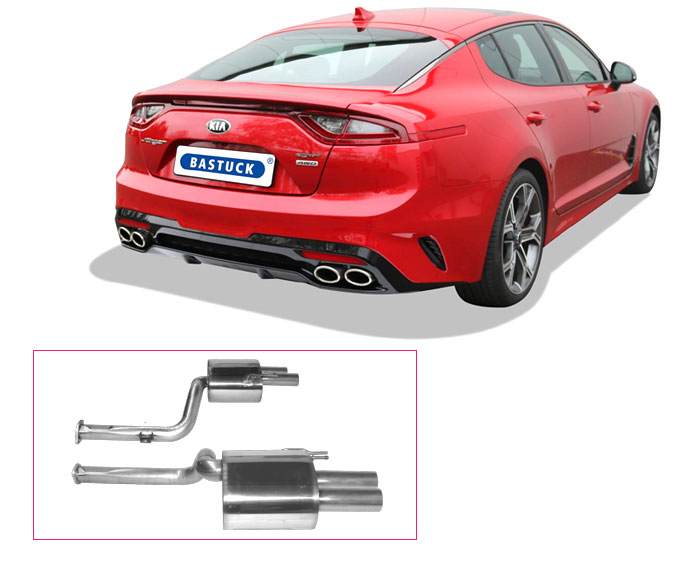 BASTUCK Sportauspuff / Duplex-ESD für: KIA Stinger 3.3T-GDI V6 / 3.3 - 272 kW  |  Endrohre: 4x 63 rund / Optik bleibt original
