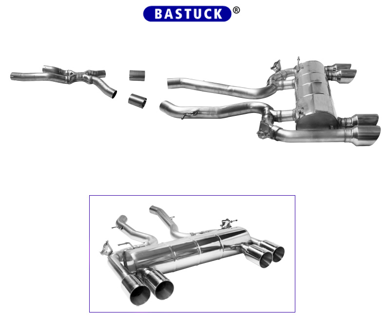 BASTUCK Sportauspuff / Duplex-Anlage 2x 70mm ab Kat./OPF für: BMW M2 Comp. - F87 / 3.0T - 302 kW, mit OPF | Endrohre: 4x 100 rund - 'Race'