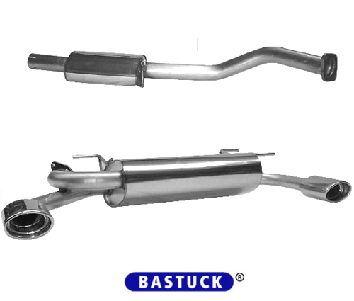 BASTUCK Sportauspuff / Duplex-Anlage ab Kat. für: MAZDA MX-5 / NB |  Endrohre:  2x 120x80mm oval / seitlich