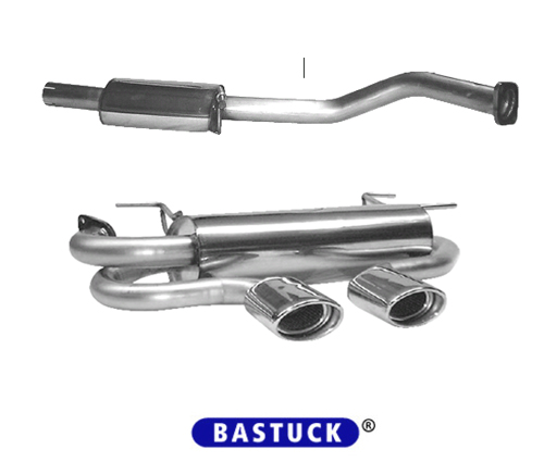 BASTUCK Sportauspuff / Duplex-Anlage ab Kat. für: MAZDA MX-5 / NB |  Endrohre:  2x 120x80mm oval / mittig