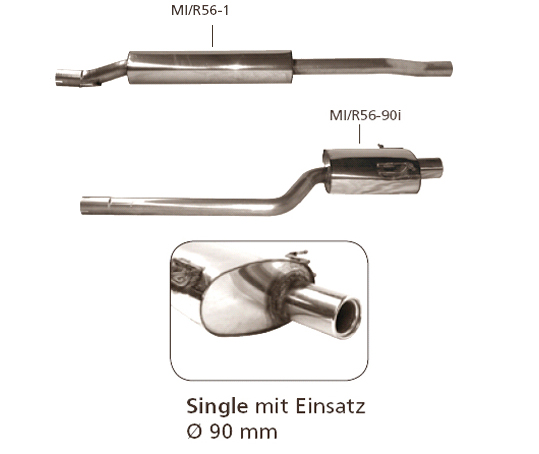 BASTUCK Sportauspuff / Anlage 63,5mm ab Kat. für: MINI Cooper / R56 | Endrohre: 1x 90 rund