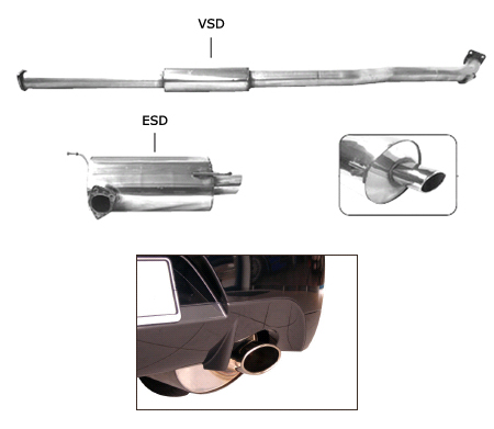 BASTUCK Sportauspuff / Anlage 70mm ab Kat. für: MITSUBISHI EVO 8  | Endrohre: 1x 120x80 mm oval angeschrägt