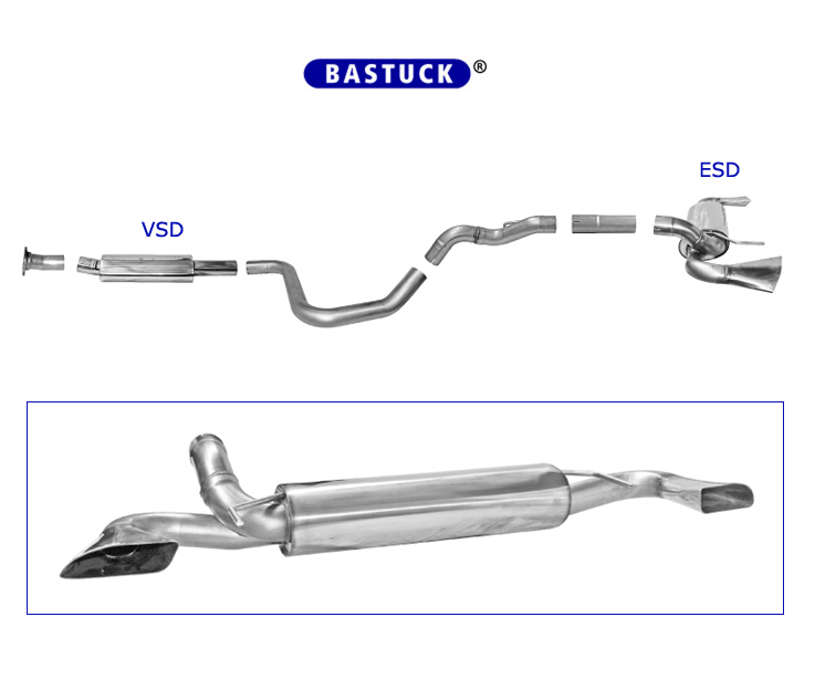 BASTUCK Sportauspuff / Duplex-Anlage 70mm ab Kat. für: OPEL Astra J OPC / 2.0T - 206 kW (Euro 5) | Endrohre: Spezial, Optik bleibt original / inkl. Frontadapter