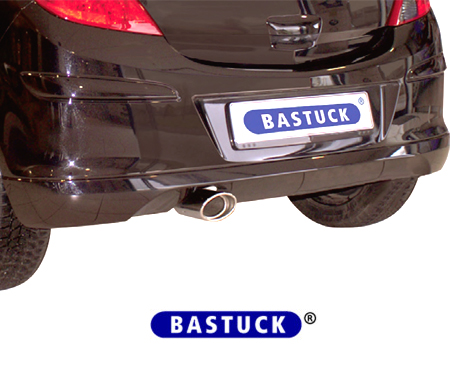 BASTUCK Sportauspuff / ESD für: OPEL Corsa D GSi | Endrohre: 1x 120x80 oval / inkl. Verbindungsrohr OLCD/T-2