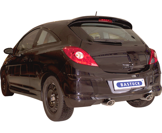 BASTUCK Sportauspuff / Duplex-ESD für: OPEL Corsa D GSi | Endrohre: 2x 120x80 oval / inkl. Verbindungsrohr OLCD/T-2