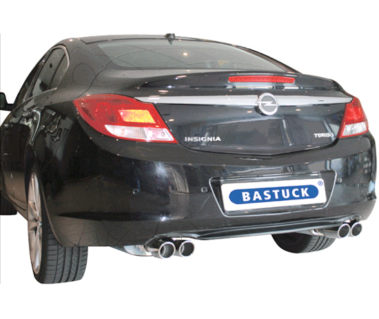 BASTUCK Sportauspuff / Duplex-ESD für: OPEL Insignia 1.6T,1.8,2.0T,2.0D, inkl. SportsTourer | Endrohre: 2x 76 rund, eingerollt, schräg  Li + Re / inkl. Verbindungsrohr