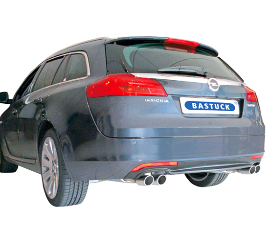 BASTUCK Sportauspuff / Duplex-ESD für: OPEL Insignia 4x4 SportsTourer  2.0T, V6 2.8T | Endrohre: 2x 76 rund, eingerollt, schräg  Li + Re / inkl. Verbindungsrohr