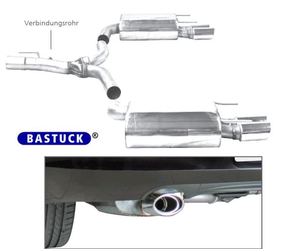 BASTUCK Sportauspuff / Duplex-ESD für: OPEL Insignia 4x4 SportsTourer  2.0T, V6 2.8T | Endrohre: 1x 120x80 oval Li + Re / inkl. Verbindungsrohr