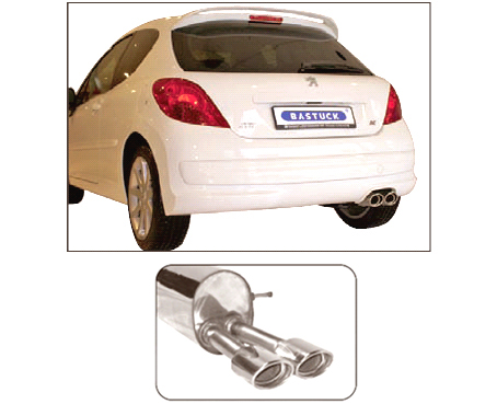 BASTUCK Sportauspuff / Anlage 63,5mm ab Kat. für: PEUGEOT 207 GTI,RC / 128 kW | Endrohre: 2x 110x70 oval