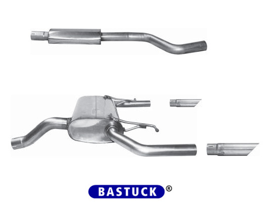 BASTUCK Sportauspuff / Duplex-Anlage ab Kat. für: RENAULT Clio RS 2.0 - 145 kW  | Endrohre: Endrohre 63mm scharf, 45° schräg
