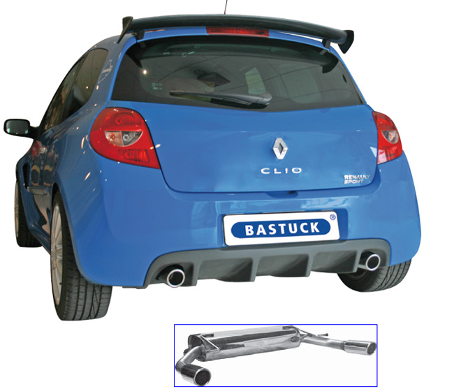 BASTUCK Sportauspuff / Duplex-Anlage ab Kat. für: RENAULT Clio RS 2.0 - 145 kW  | Endrohre: 2x 76 rund, 20° schräg | nicht für Modell mit 'Facelift' (148 kW)