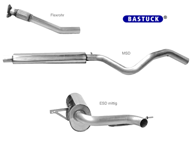 BASTUCK Sportauspuff / Anlage 70mm ab Kat. für: RENAULT Mégane Coupé RS250 / 2.0T - 184 kW, 2010- | Endrohre: optik wie original, Rohr endet hinter der Blende | Info: + 10.5 kW, + 6 Nm