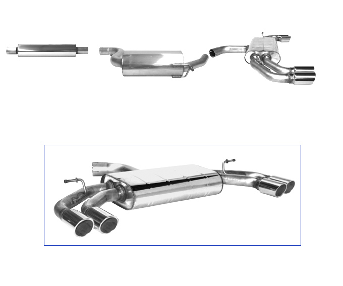 BASTUCK Sportauspuff / Duplex-Anlage 70mm ab Kat. für: SEAT Leon Cupra 280 - 5F /  2.0TSI - 206 kW  | Endrohre: 4x 76, eingerollt, schräg