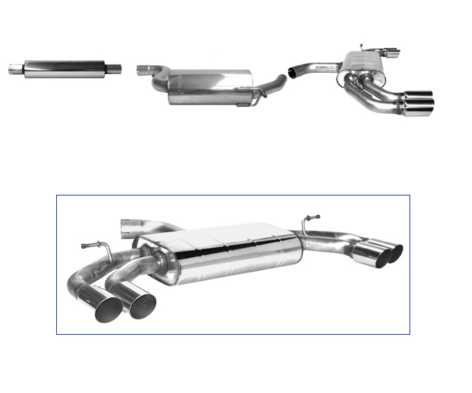 BASTUCK Sportauspuff / Duplex-Anlage 70mm ab Kat. für: SEAT Leon Cupra 280 - 5F /  2.0TSI - 206 kW  | Endrohre: 4x 76, scharf, schräg