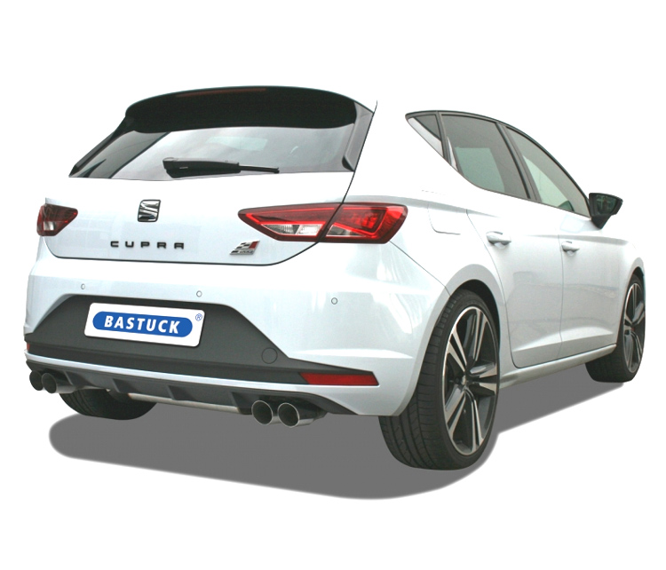 BASTUCK Sportauspuff / Duplex-ESD für: SEAT Leon Cupra 280 - 5F / 2.0TSI - 206 kW | Endrohre: 4x 76, scharf, schräg