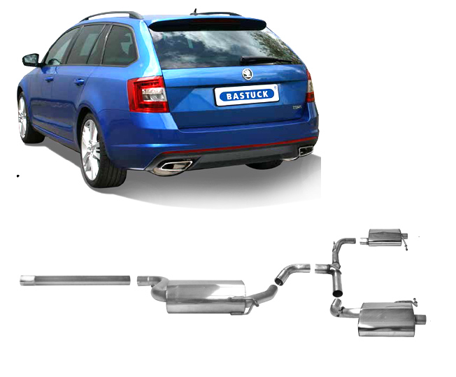 BASTUCK Sportauspuff / Duplex-Anlage 70mm ab Kat. für: SKODA Octavia RS - 5E / 2.0TSI - 162 kW  | Endrohre: ohne Endrohre