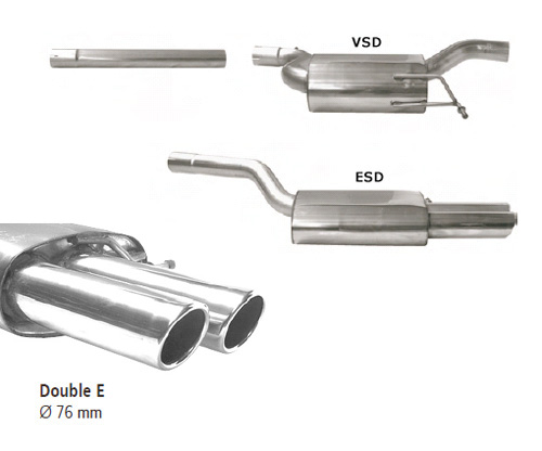 BASTUCK Sportauspuff / Anlage 63,5mm ab Kat. für: SKODA Octavia 1.4 - 2.0, TDI / 1Z | Endrohre:  2x 76 rund, Double E