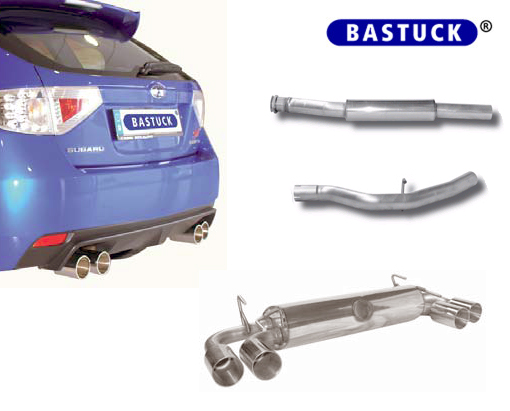 BASTUCK Sportauspuff / Duplex-Anlage ab Kat. für: SUBARU Impreza WRX, WRX S, WRX STI / 169,195,221 kW | Endrohre:  4x 90 rund 'Race'