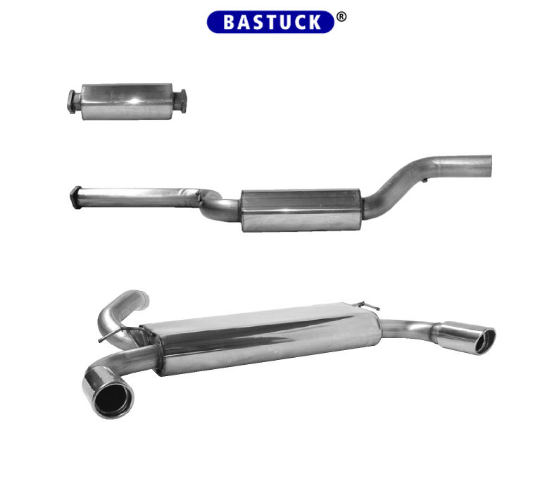 BASTUCK Sportauspuff / Anlage 63,5mm ab Kat. für: VOLVO S40 2.4 - 103,125 kW |  Endrohre: 2x 90 rund eingerollt mit Einsatz