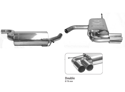BASTUCK Sportauspuff / Anlage 70mm ab Kat. für: VW Golf 5  GT,GTI / 2.0TFSI / 125-169 kW| Endrohre: 2x 76 rund