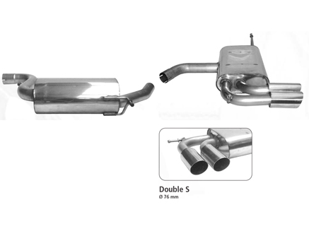 BASTUCK Sportauspuff / Anlage 70mm ab Kat. für: SEAT Leon Turbo, Cupra, Cupra R - 1P / 1.2TSI,1.4TSI,1.8TSI,2.0TSI / 77-177,195 kW  | Endrohre: 2x 76 rund angeschrägt