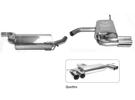 BASTUCK Sportauspuff / Duplex-Anlage 70mm ab Kat. für: VW Golf 6 Turbo / 90,118 kW  | Endrohre: 4x 76 rund