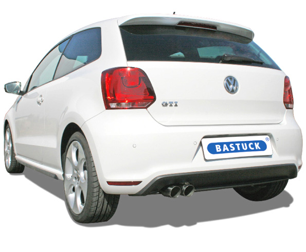 BASTUCK Sportauspuff / Anlage 63,5mm ab Kat. für: VW Polo - 6R / GTI - 132kW | Endrohre: 2x 70 rund, schräg