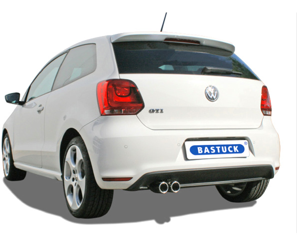 BASTUCK Sportauspuff / Anlage 63,5mm ab Kat. für: VW Polo - 6R / GTI - 132kW | Endrohre: 2x 70 rund, eingerollt
