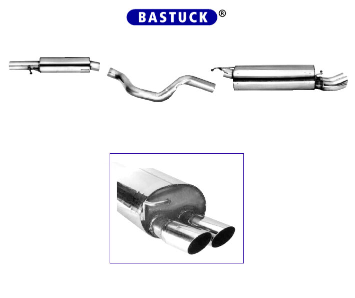 BASTUCK Sportauspuff / Anlage 63,5mm ab Kat. für: VW Golf 4, inkl. Turbo | Endrohre: 2x 76 rund