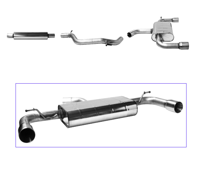 BASTUCK Sportauspuff / Duplex-Anlage 70mm ab Kat. für: VW Golf 7 GTI / 162,169 kW  | Endrohre: 2x 85 rund 'Race'