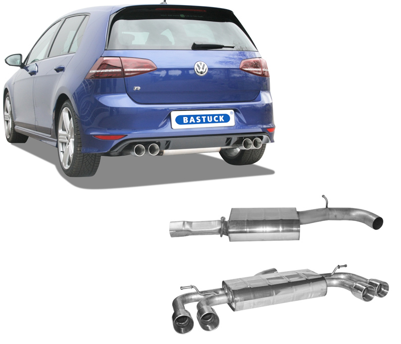 BASTUCK Sportauspuff / Anlage 76mm ab Kat. für: VW Golf 7 R - 221,272 kW | Endrohre: 4x 85 rund 'Race'