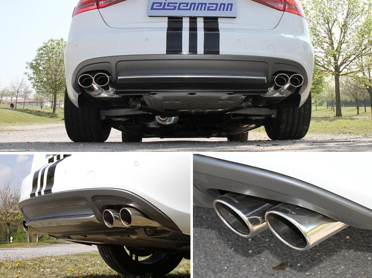EISENMANN Sportauspuff / Duplex-Anlage ab VSD für: AUDI A4, A4 Quattro - B8 /  1.8TFSI - 118 kW / Lim.,Avant | Endrohre: 4x 90x70mm oval,abgesetzt | Hinweis: es müssen Änderungen gemacht werden.
