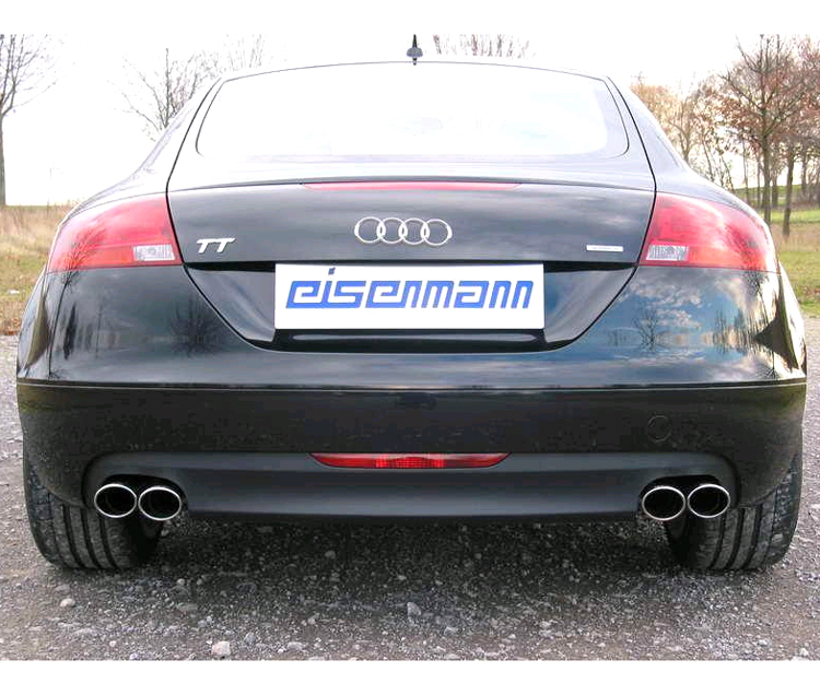 EISENMANN Sportauspuff / Duplex-ESD für: AUDI TT Quattro 1.8TFSI, 2.0TFSI, 3.2 - 8J / 118,147,184 kW | Endrohre: 4x 90x70mm oval,abgesetzt / passt nur zum orig. Audi TT 2.0TFSI Heckeinsatz (Art-Nr.: 8J0807421), rechte Seite muss zudem ausgeschni