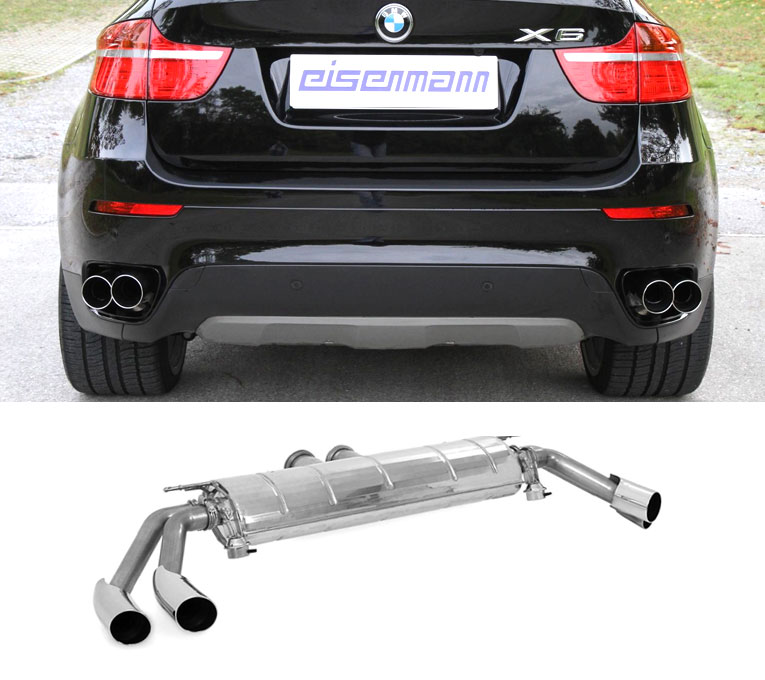 EISENMANN Sportauspuff / Duplex-ESD für: BMW X6 50i - E71, xDrive / 4.4 - 300 kW | Endrohre: 4x 90mm rund, schräg / mit Klappen wie original
