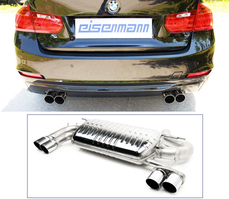 EISENMANN Sportauspuff / Duplex-ESD für: BMW 335i, 335ix - F30,F31 / 3.0T - 225 kW | Endrohre: 4x 76mm rund, schräg