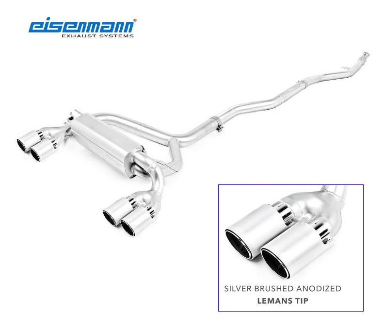 EISENMANN Sportauspuff / Duplex-Anlage ab Kat. für: BMW M2 - F87 / 3.0T - 272 kW | Endrohre: 4x 90mm, matt-silber, anodisiert / mit Klappe