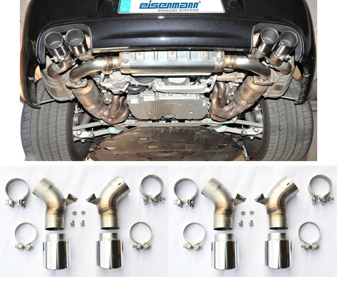 EISENMANN Sportauspuff / MSD für: PORSCHE 911 Carrera - 997, 2.Gen. / ab Mod. 2009 / 3.6-254kW, 3.8-283kW | MSD mit Klappen, inkl. Endrohr-Satz 4x 80 / Hinweise: öffnen der Klappen ist verboten. Nur passend zu Porsche ESD ohne Klappen.