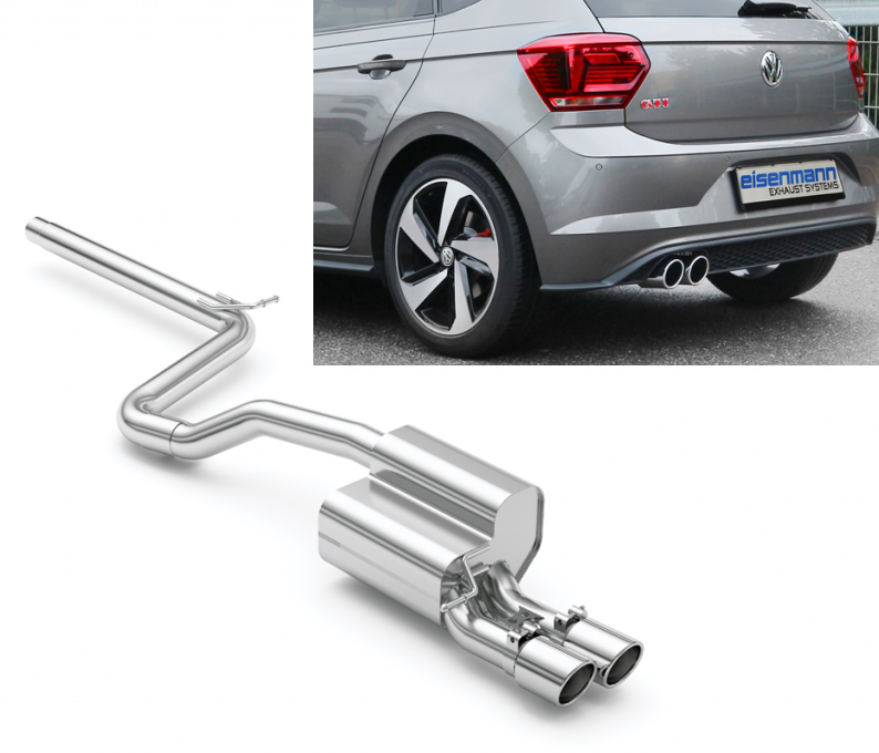 EISENMANN Sportauspuff / Anlage ab Kat./OPF für: VW Polo GTI - AW  / 2.0TSI - 147 kW, mit OPF | Endrohre: 2x 90mm rund