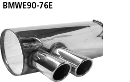 BASTUCK Sportauspuff / ESD für: BMW E90,91,92,93 / 318i,320i,320si + 325d,330d, incl. xi,xd | Endrohre:  2x 76 rund eingerollt angeschrägt